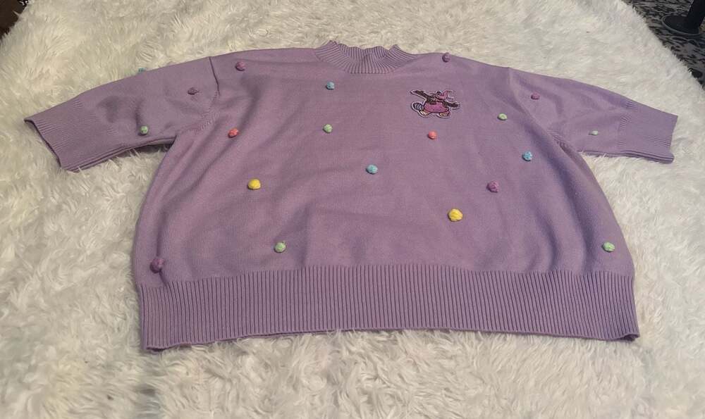 Disney Parks Pixar Inside Out Bing Bong Pom Pom Short Sleeve Sweater XL